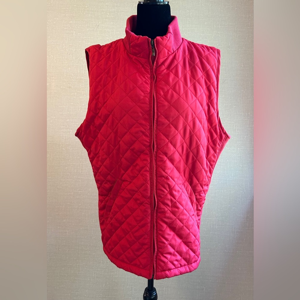Bienzoe Red Quilted Casual Zip Vest XL Lightweight Packable Sleeveless Jacket